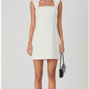White Square-Neck Mini Dress